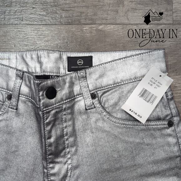 Adriano Goldschmied Coated Denim Straight Leg Jeans Size 27 (4) - Picture 2 of 6